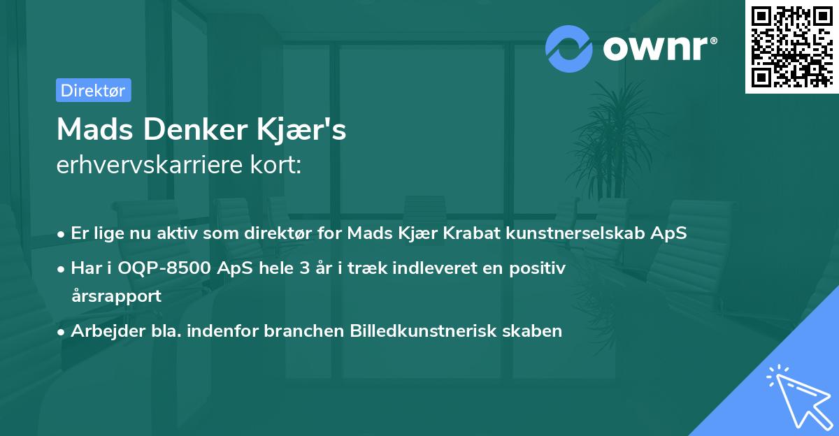 Mads Denker Kjær's erhvervskarriere kort