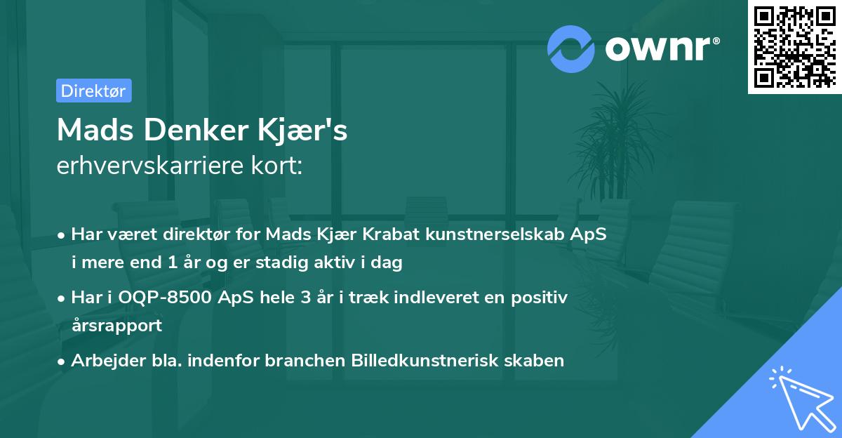 Mads Denker Kjær's erhvervskarriere kort