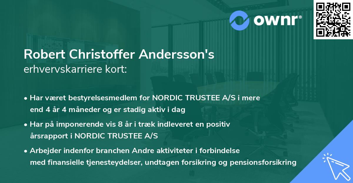 Robert Christoffer Andersson's erhvervskarriere kort