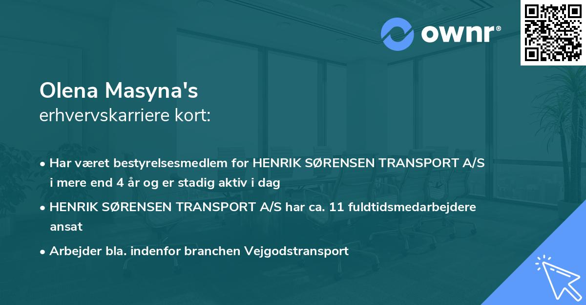 Olena Masyna's erhvervskarriere kort