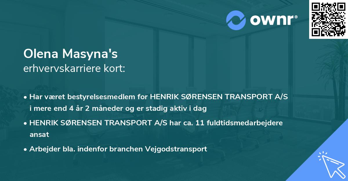 Olena Masyna's erhvervskarriere kort