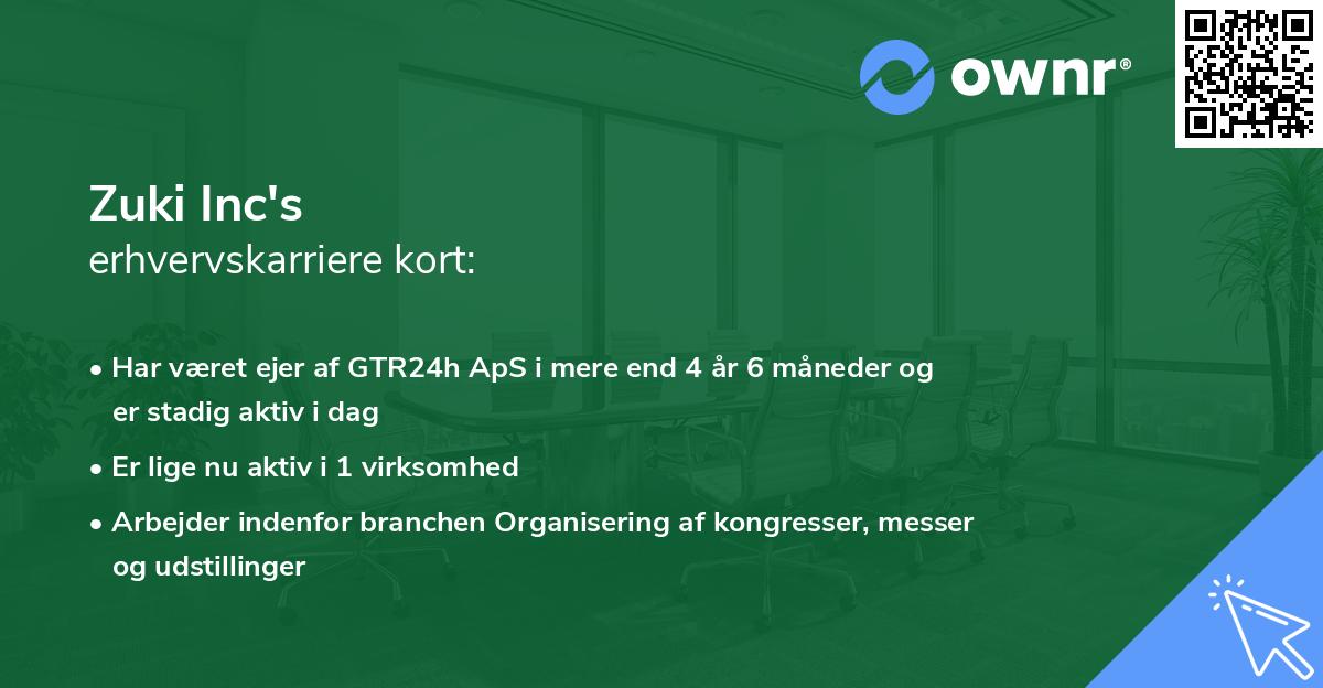 Zuki Inc's erhvervskarriere kort
