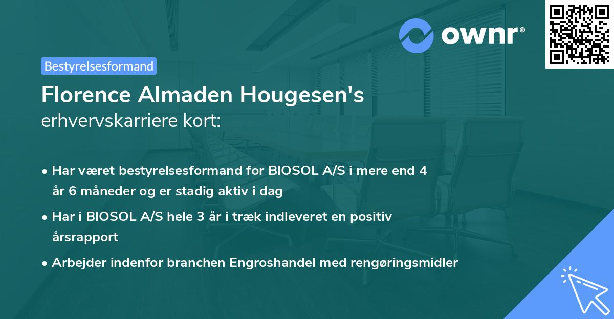 Florence Almaden Hougesen's erhvervskarriere kort