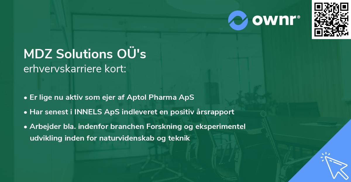 MDZ Solutions OÜ's erhvervskarriere kort