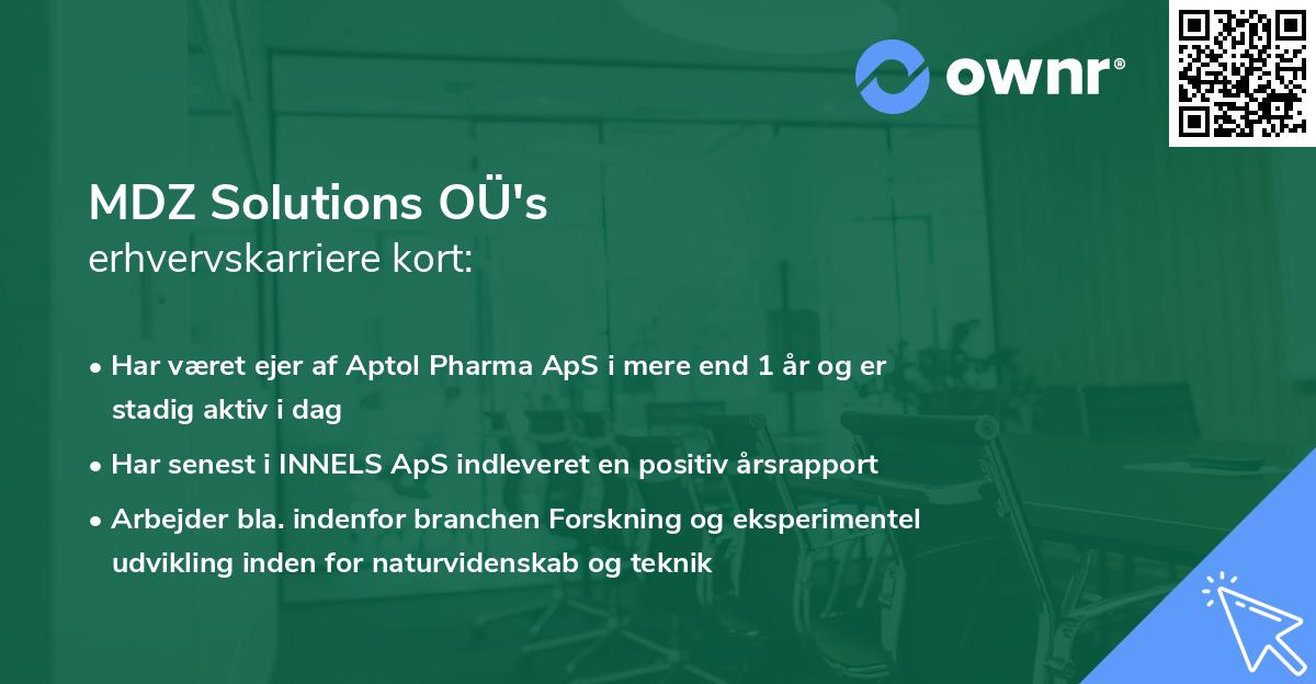 MDZ Solutions OÜ's erhvervskarriere kort