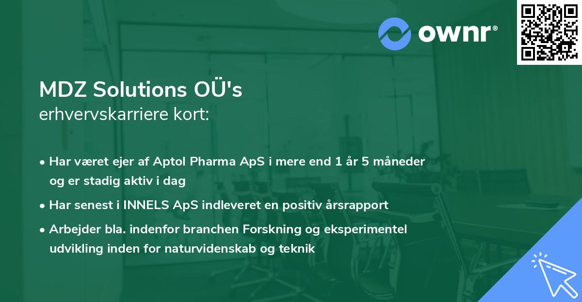 MDZ Solutions OÜ's erhvervskarriere kort