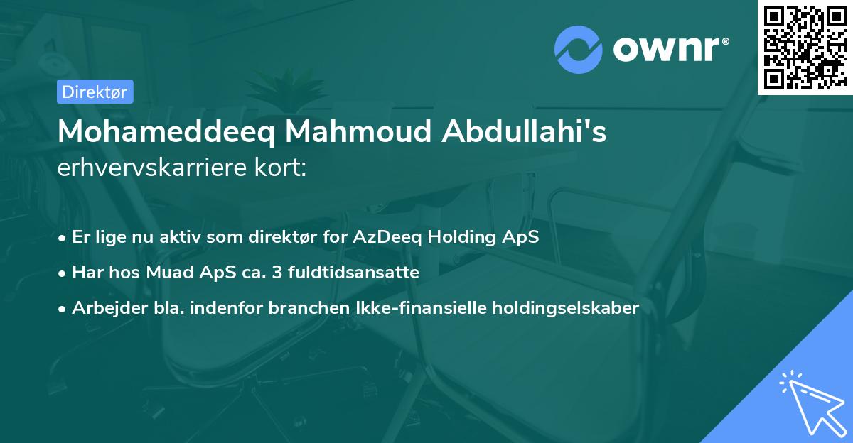 Mohameddeeq Mahmoud Abdullahi's erhvervskarriere kort