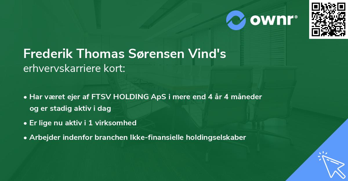 Frederik Thomas Sørensen Vind's erhvervskarriere kort