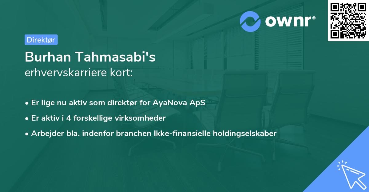 Burhan Tahmasabi's erhvervskarriere kort