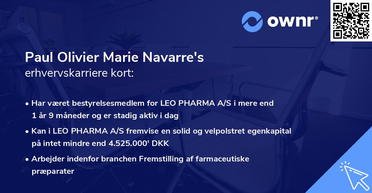 Paul Olivier Marie Navarre's erhvervskarriere kort