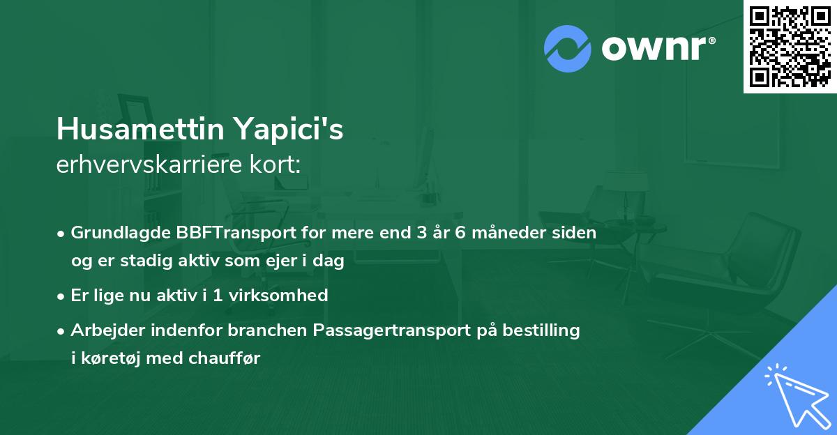 Husamettin Yapici's erhvervskarriere kort