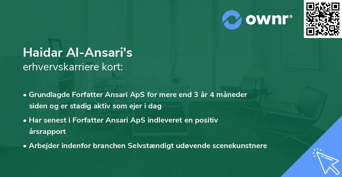 Haidar Al-Ansari's erhvervskarriere kort