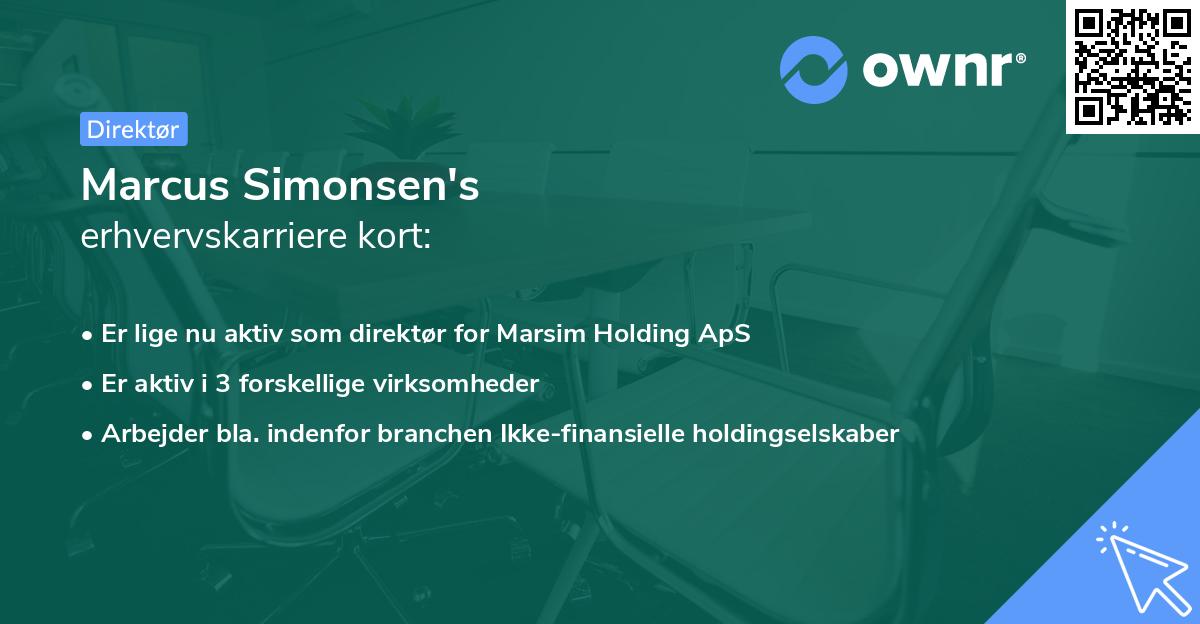 Marcus Simonsen's erhvervskarriere kort