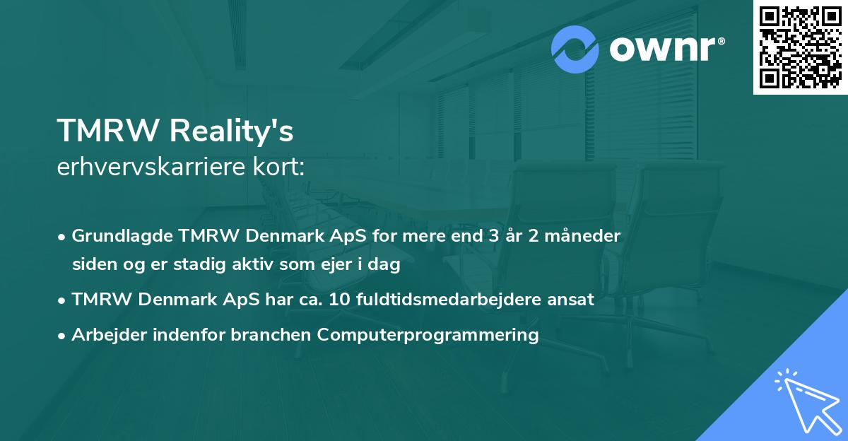 TMRW Reality's erhvervskarriere kort