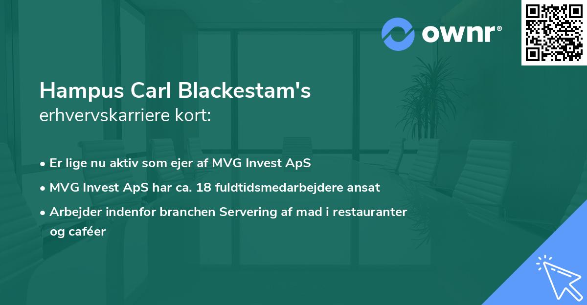 Hampus Carl Blackestam's erhvervskarriere kort