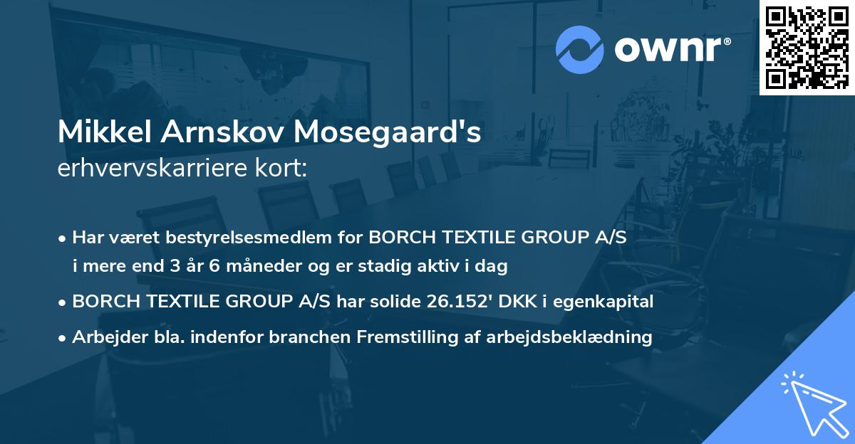 Mikkel Arnskov Mosegaard's erhvervskarriere kort