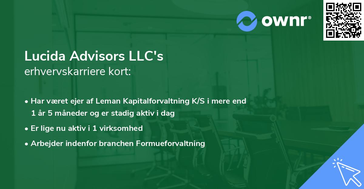 Lucida Advisors LLC's erhvervskarriere kort