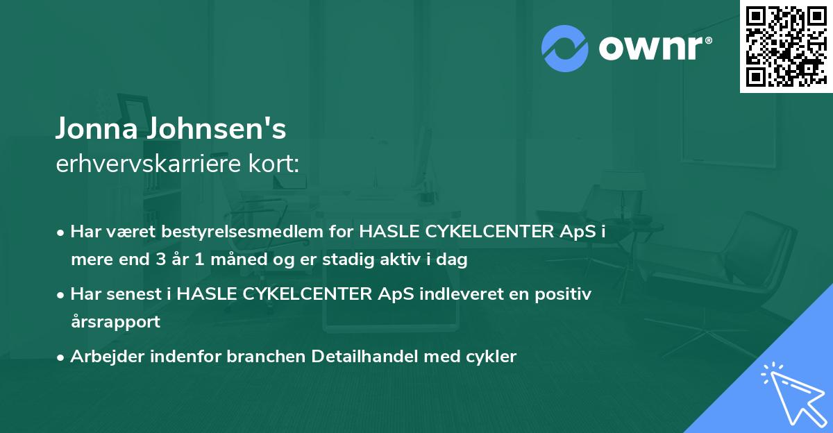 Jonna Johnsen's erhvervskarriere kort