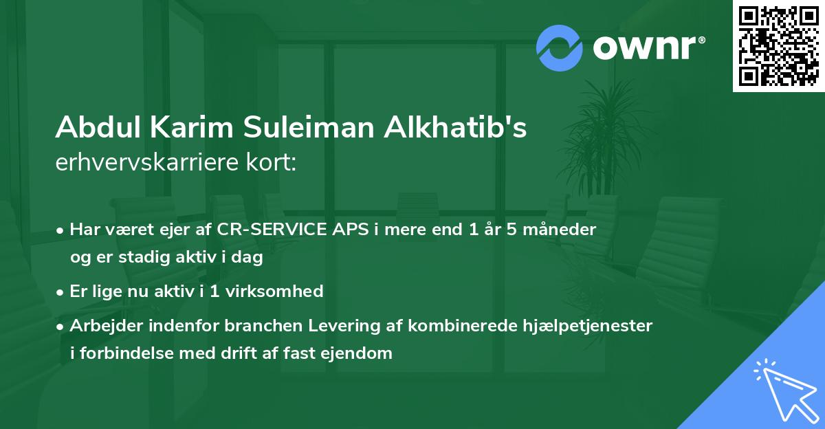 Abdul Karim Suleiman Alkhatib's erhvervskarriere kort