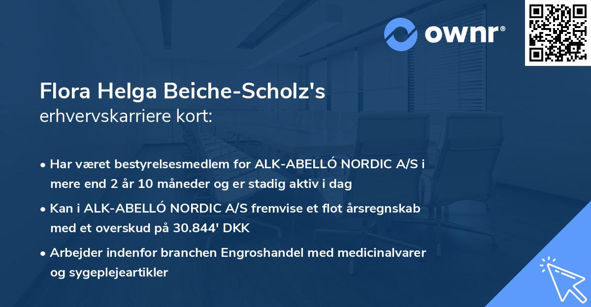 Flora Helga Beiche-Scholz's erhvervskarriere kort