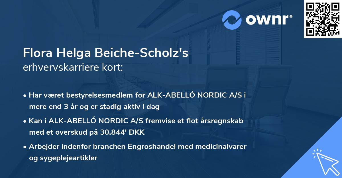 Flora Helga Beiche-Scholz's erhvervskarriere kort