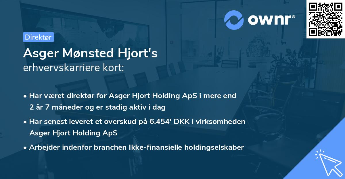 Asger Mønsted Hjort's erhvervskarriere kort