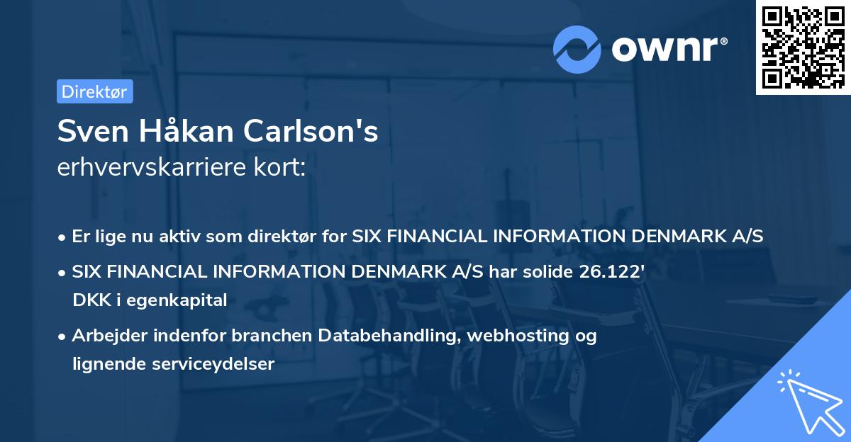 Sven Håkan Carlson's erhvervskarriere kort