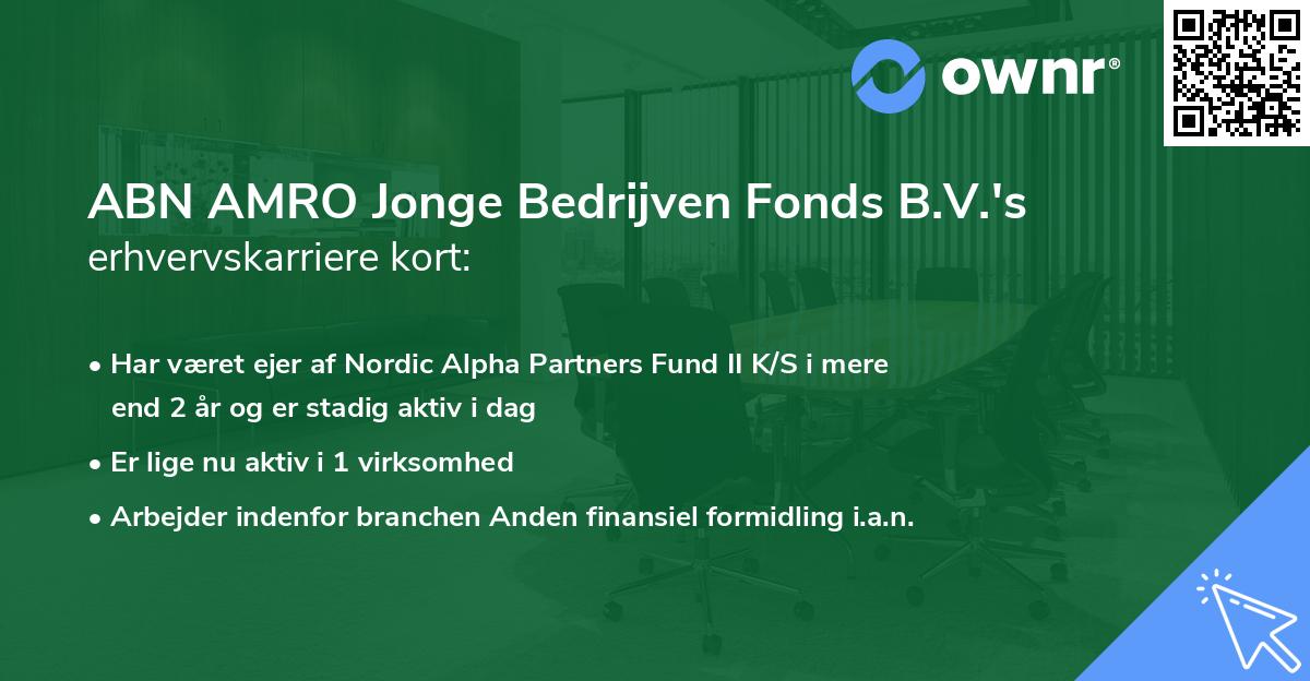 ABN AMRO Jonge Bedrijven Fonds B.V.'s erhvervskarriere kort