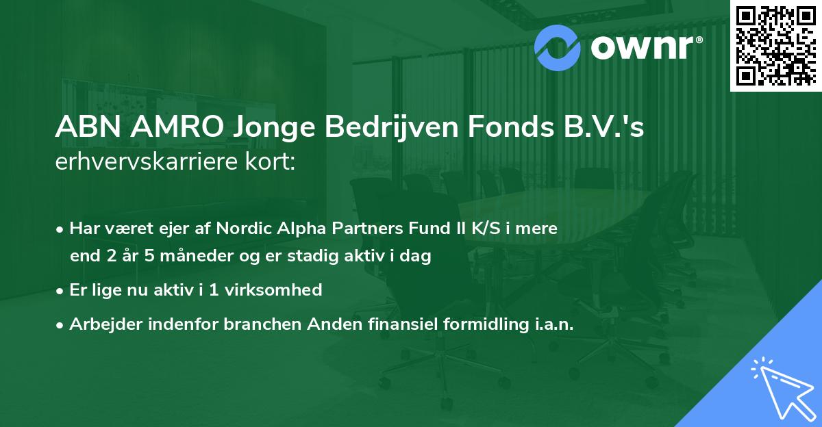 ABN AMRO Jonge Bedrijven Fonds B.V.'s erhvervskarriere kort