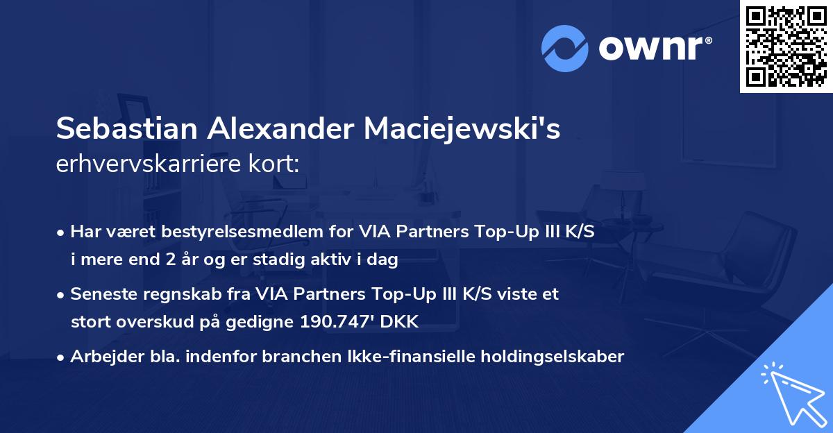 Sebastian Alexander Maciejewski's erhvervskarriere kort
