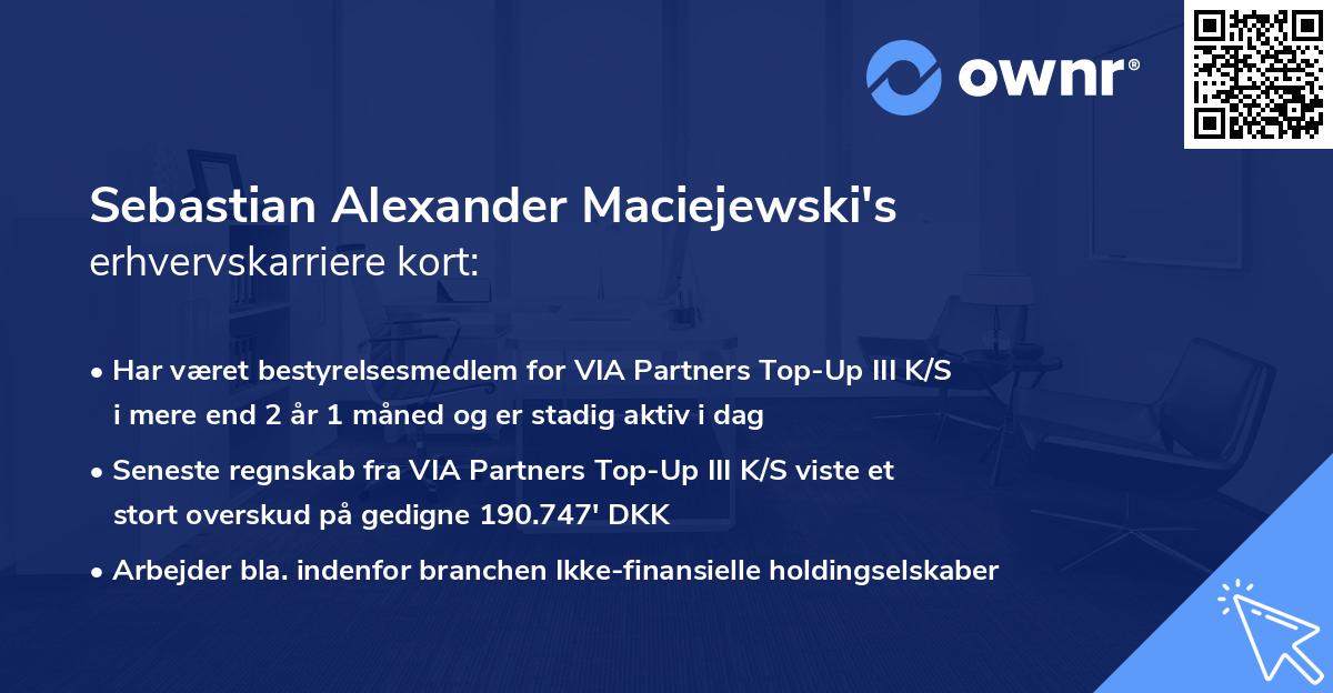 Sebastian Alexander Maciejewski's erhvervskarriere kort