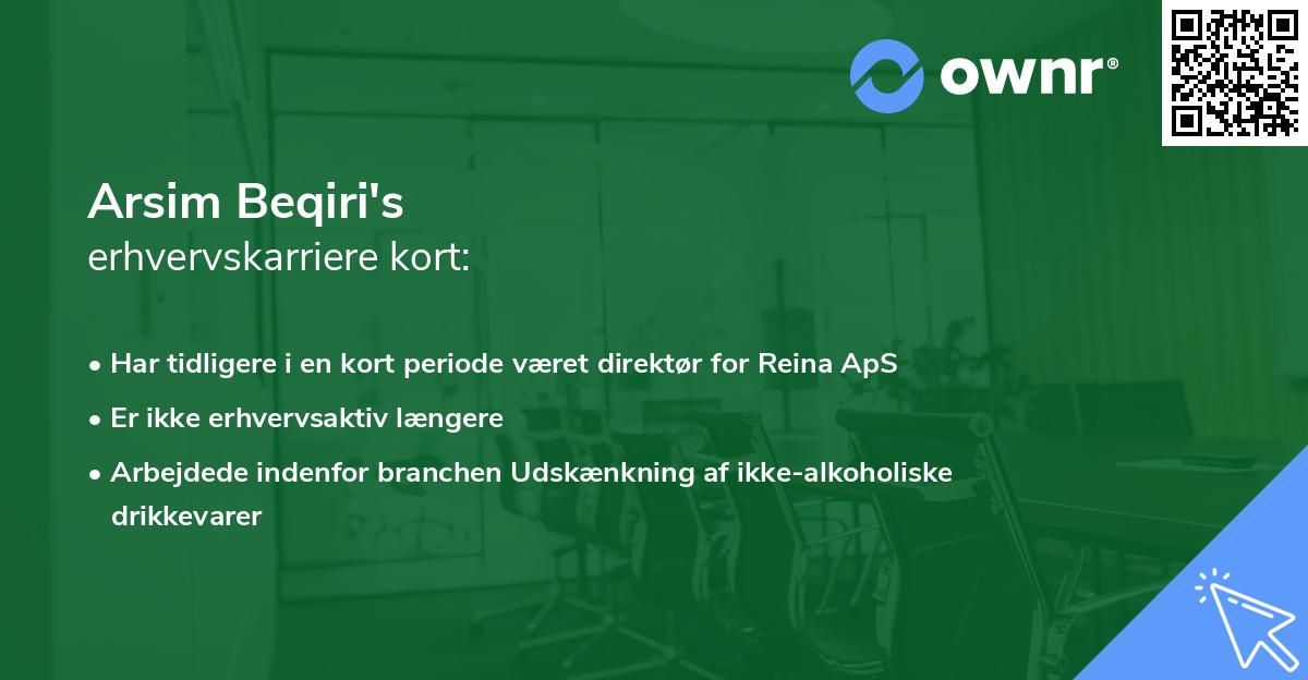 Arsim Beqiri's erhvervskarriere kort