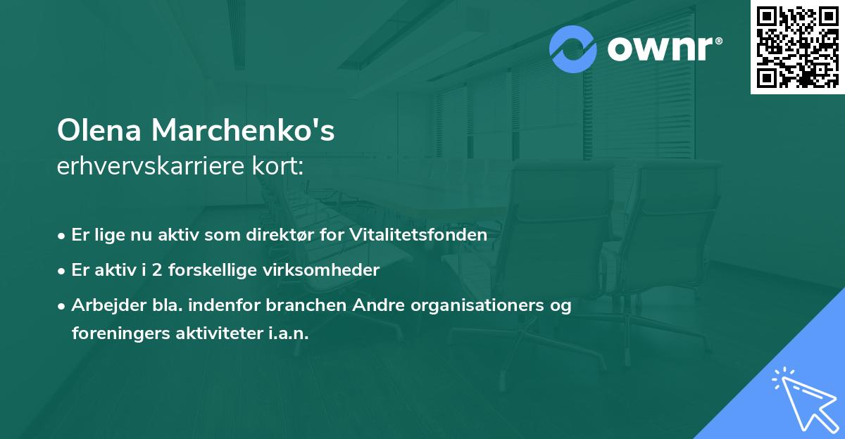 Olena Marchenko's erhvervskarriere kort