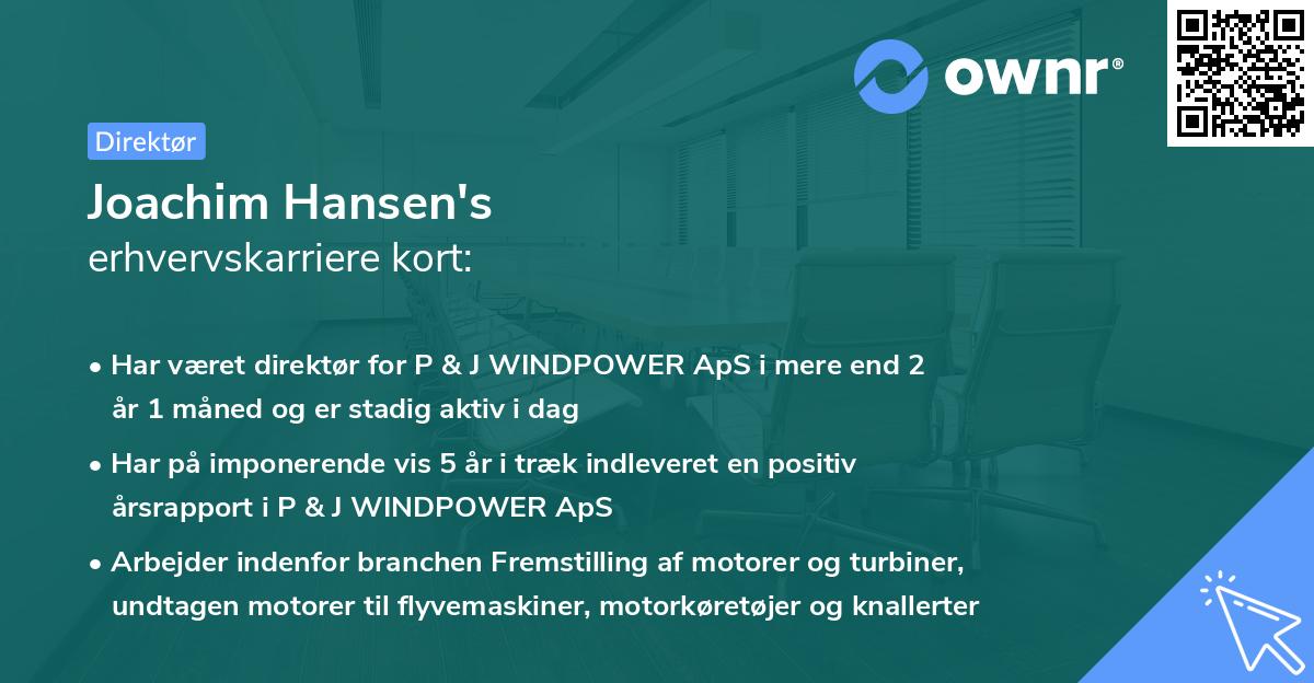 Joachim Hansen's erhvervskarriere kort