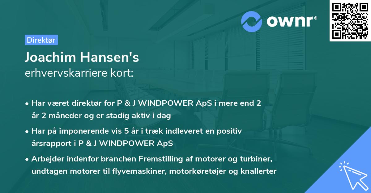 Joachim Hansen's erhvervskarriere kort