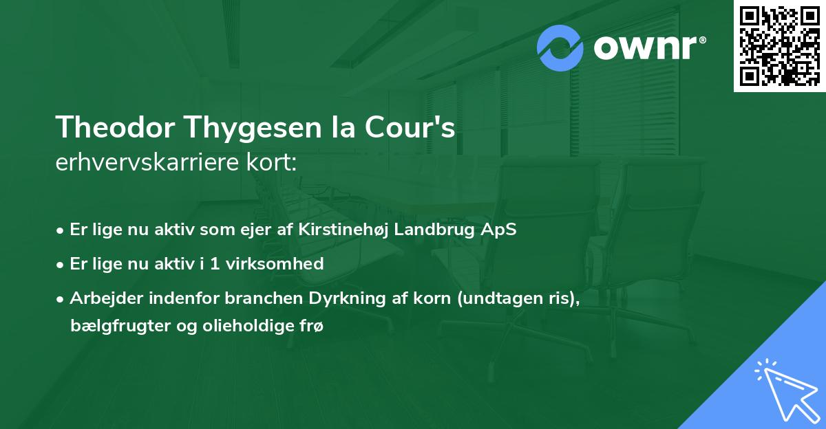 Theodor Thygesen la Cour's erhvervskarriere kort