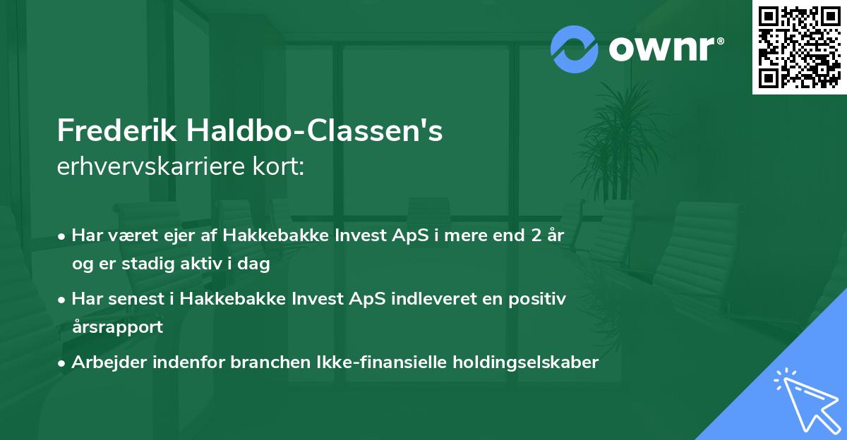 Frederik Haldbo-Classen's erhvervskarriere kort