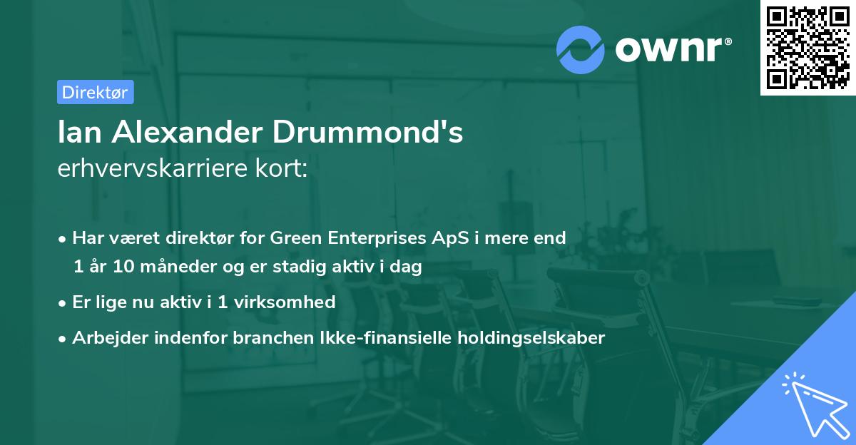 Ian Alexander Drummond's erhvervskarriere kort