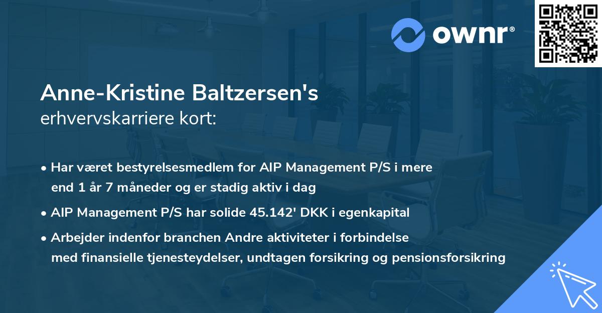Anne-Kristine Baltzersen's erhvervskarriere kort