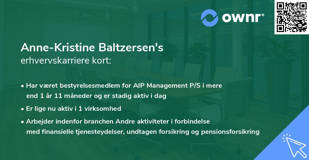 Anne-Kristine Baltzersen's erhvervskarriere kort