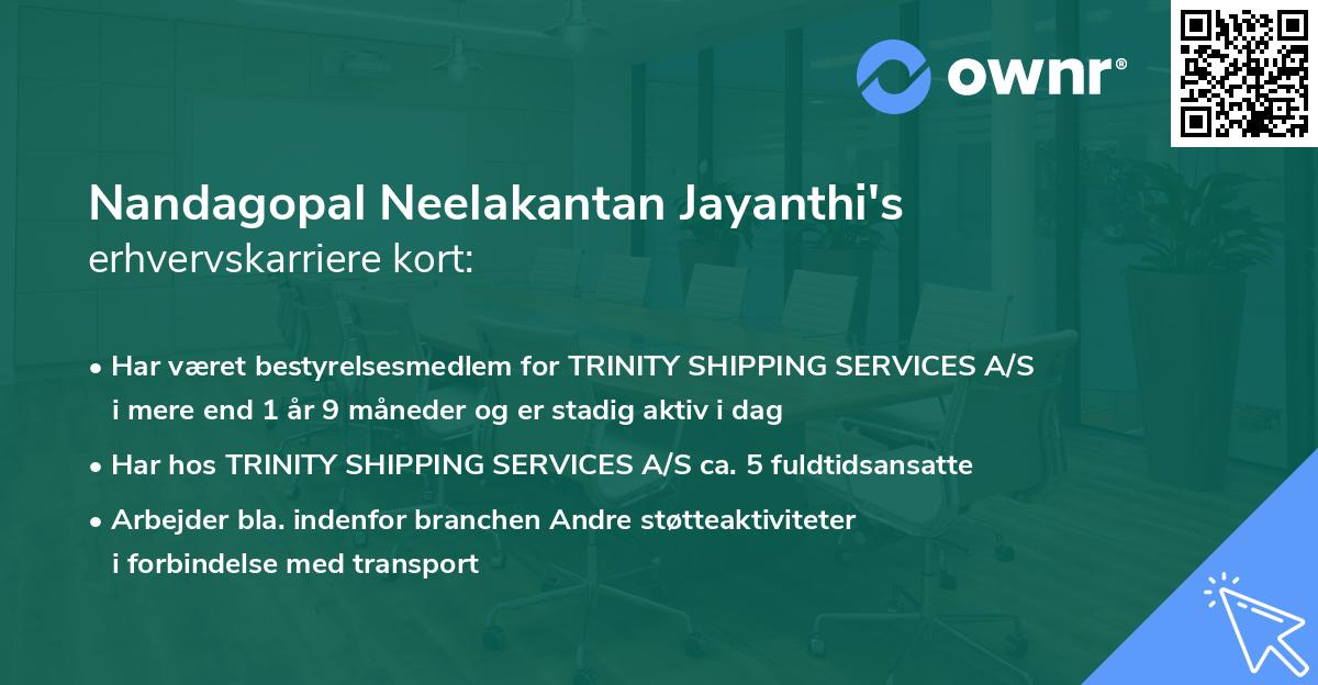 Nandagopal Neelakantan Jayanthi's erhvervskarriere kort