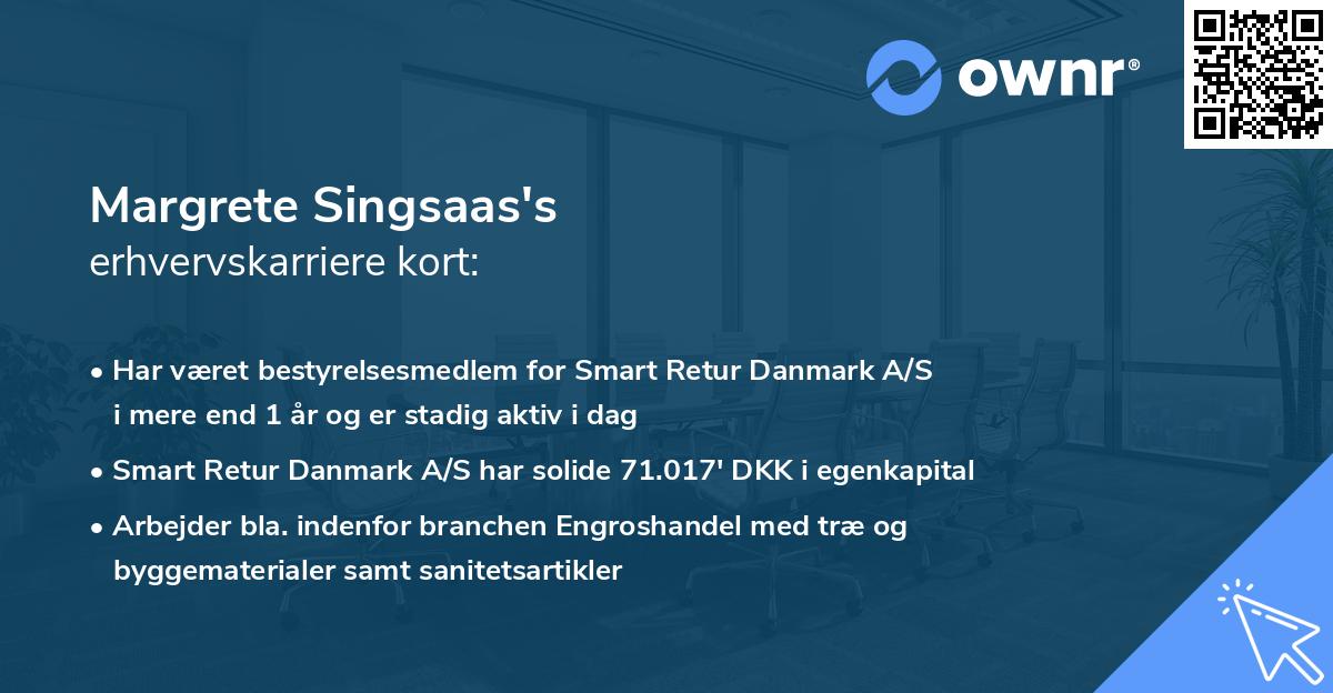 Margrete Singsaas's erhvervskarriere kort