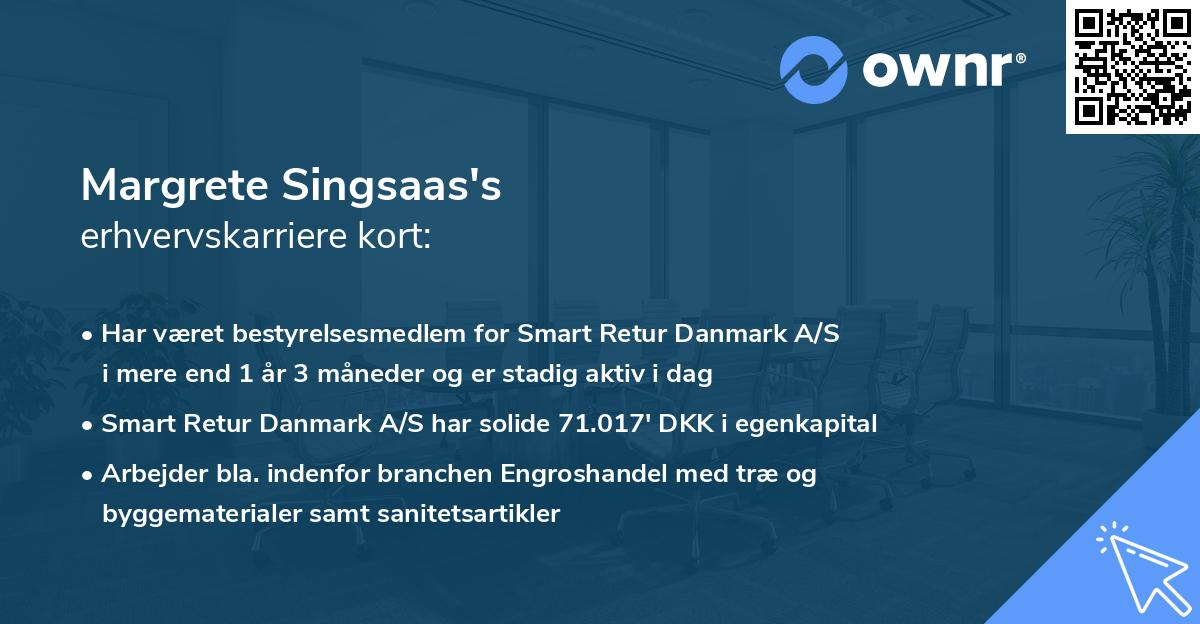 Margrete Singsaas's erhvervskarriere kort