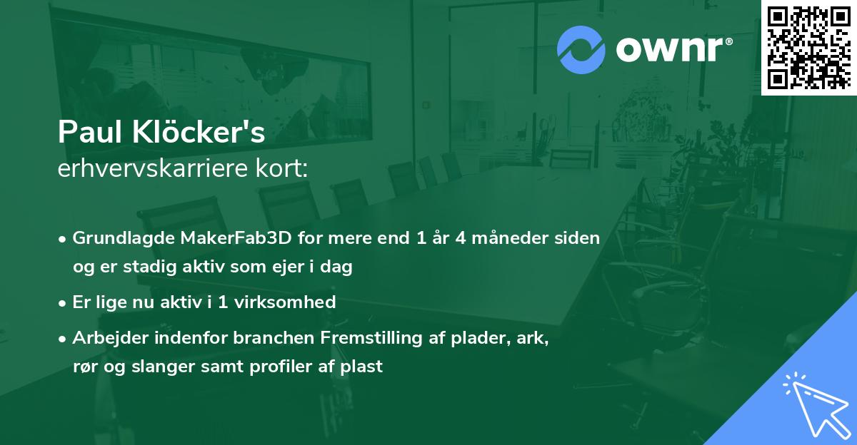 Paul Klöcker's erhvervskarriere kort