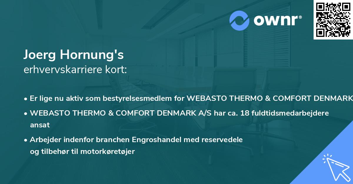 Joerg Hornung's erhvervskarriere kort