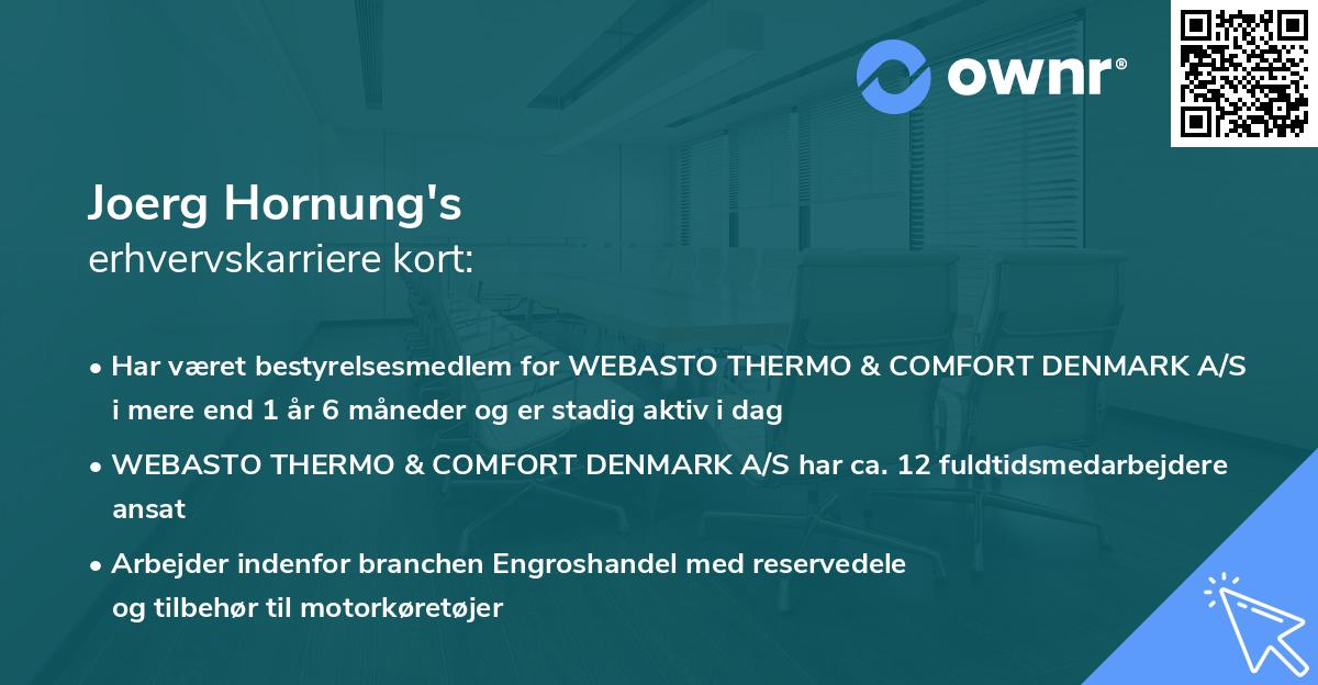 Joerg Hornung's erhvervskarriere kort