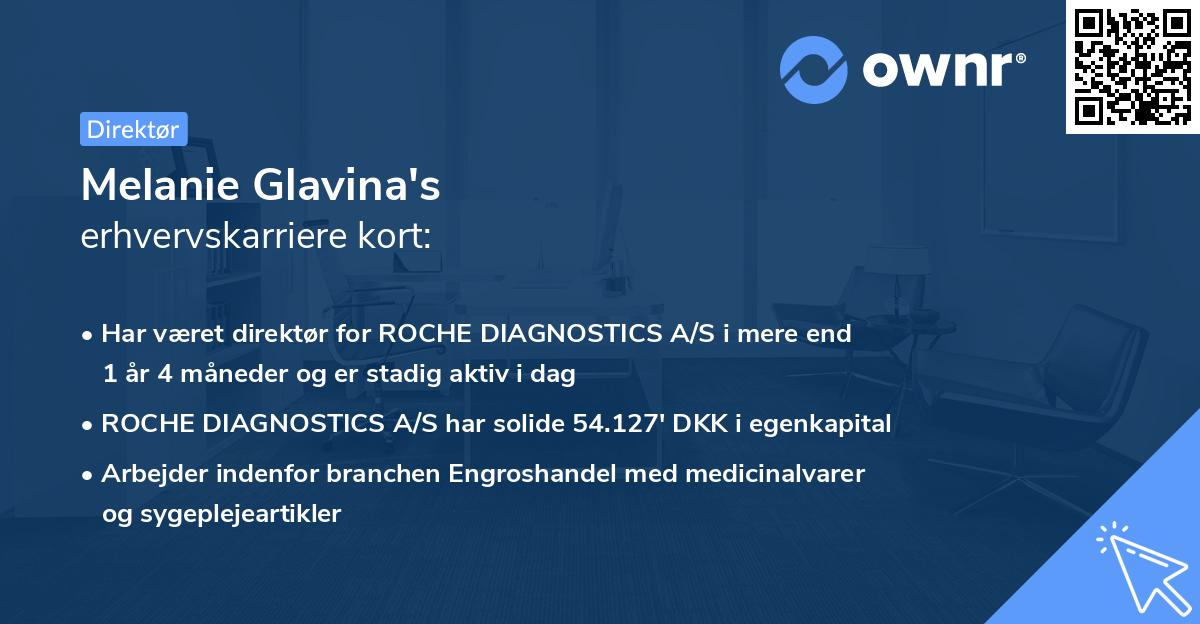 Melanie Glavina's erhvervskarriere kort