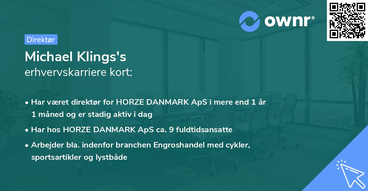Michael Klings's erhvervskarriere kort