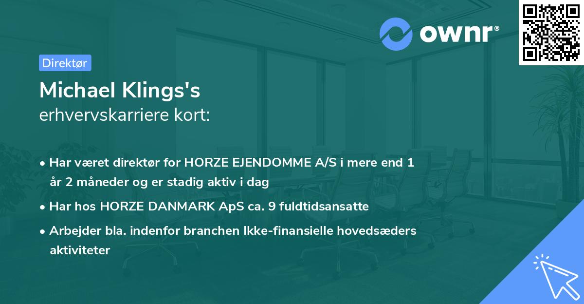 Michael Klings's erhvervskarriere kort