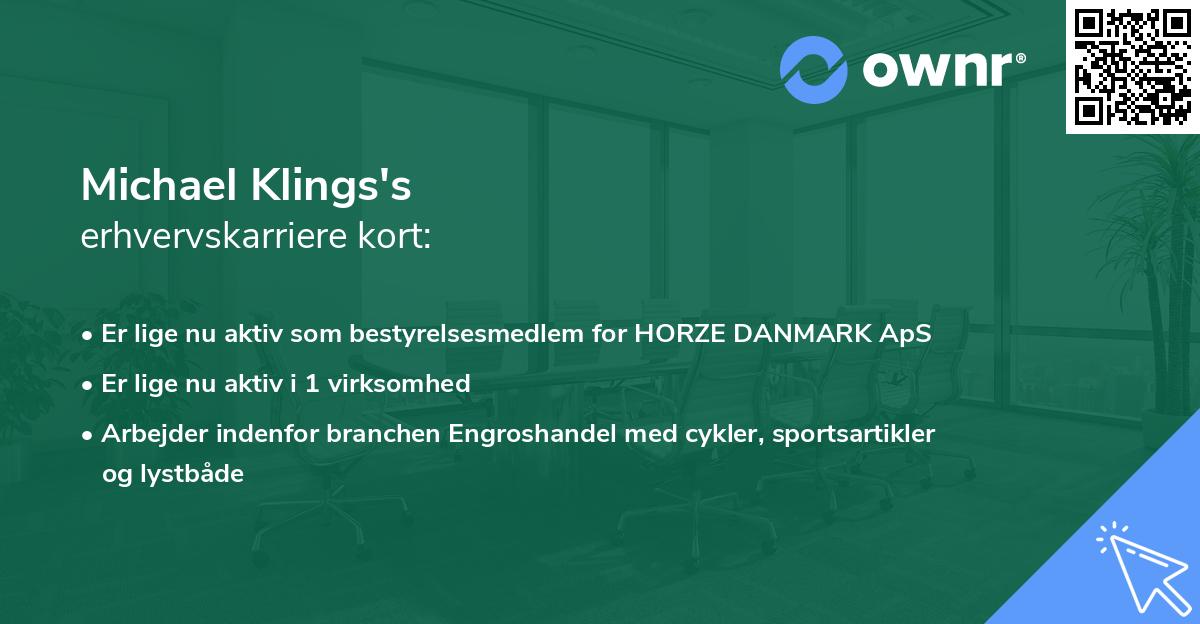 Michael Klings's erhvervskarriere kort
